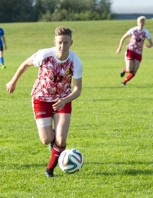 women playing soccer