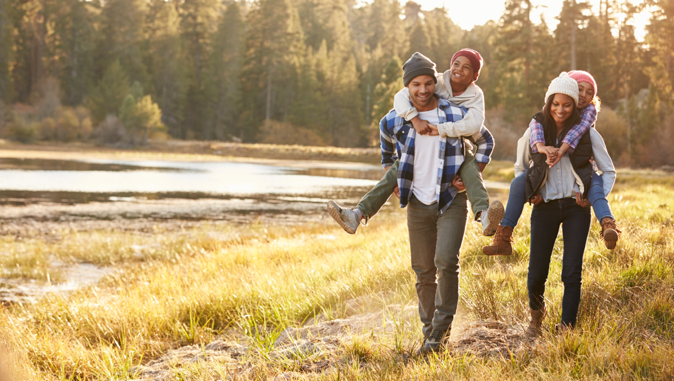 family in a field