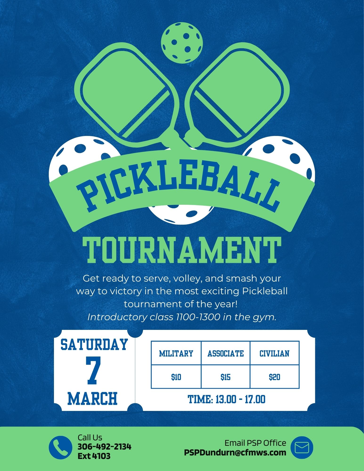 Poster with Pickleball tournament information