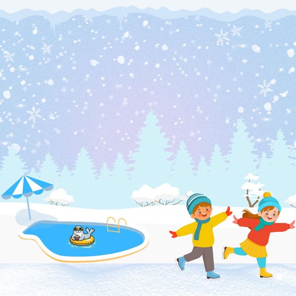 kids skating seal in pool