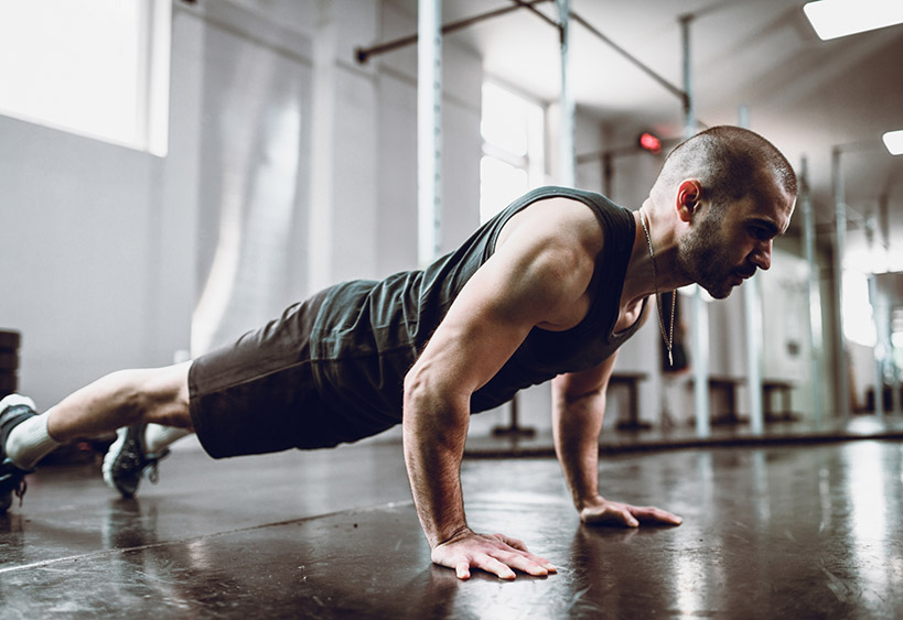 man doing a push up