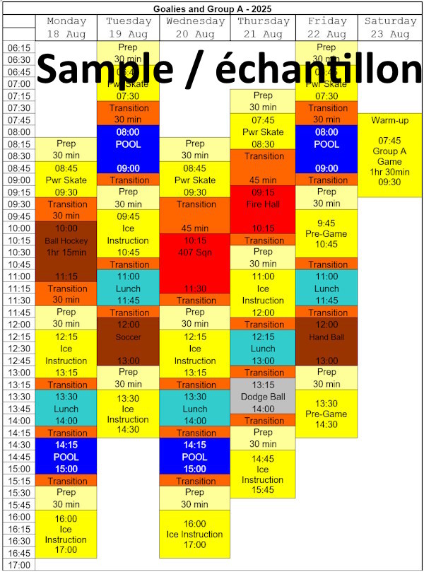 Calendrier 2025 - Groupe A et gardiens
