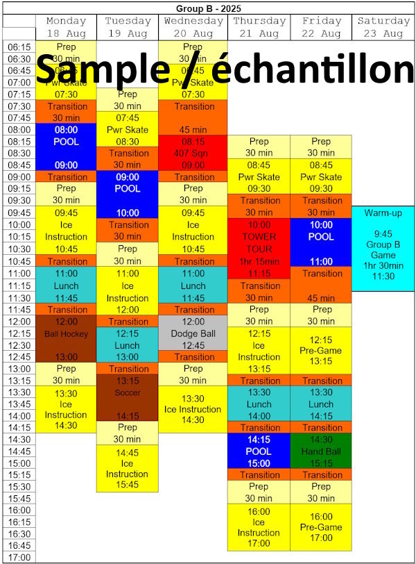 Calendrier 2025 - Groupe B