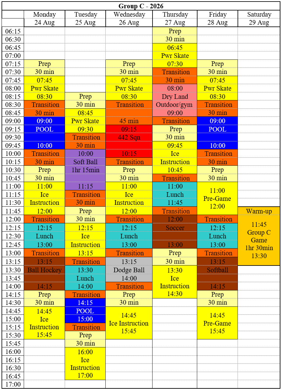 Calendrier 2026 - Groupe C