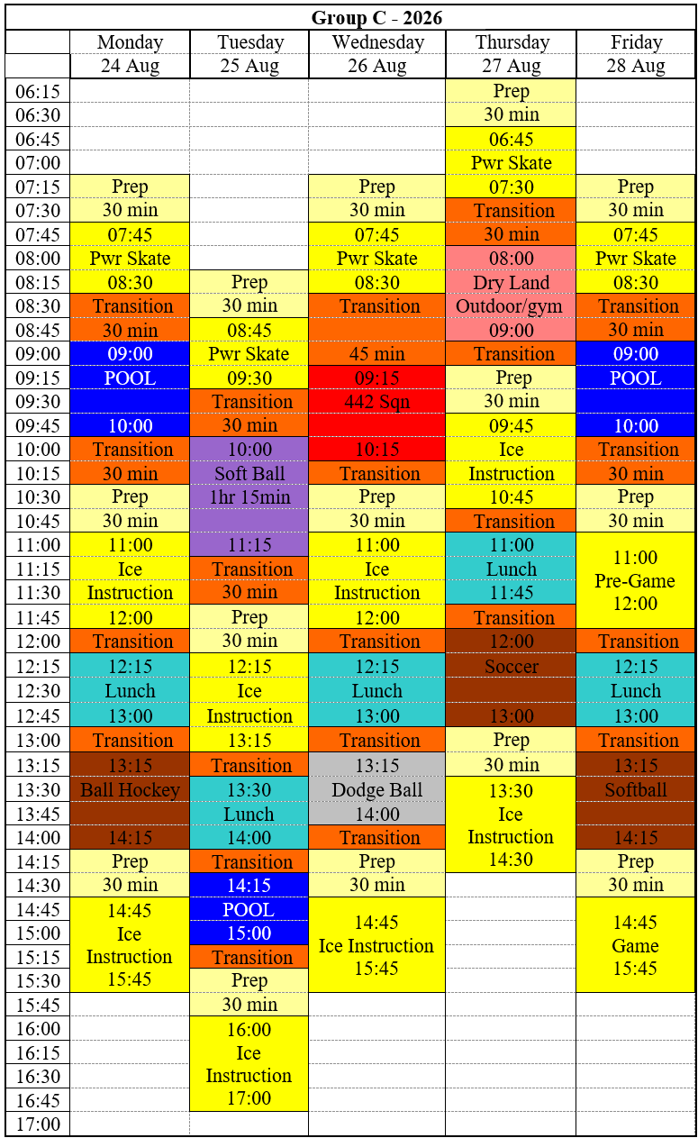 Calendrier 2026 - Groupe C