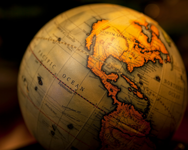 Close-up of an antique-looking globe.