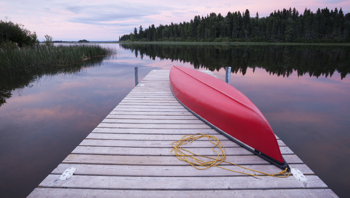 canoe on a summer dock