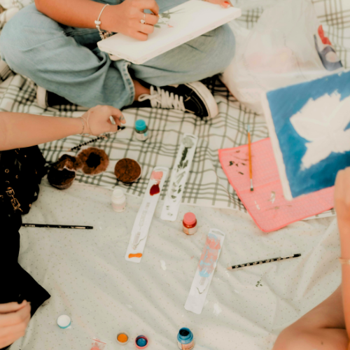 people crafting together