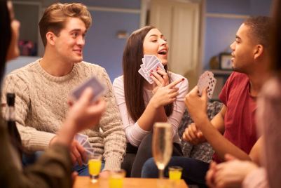 group playing cards