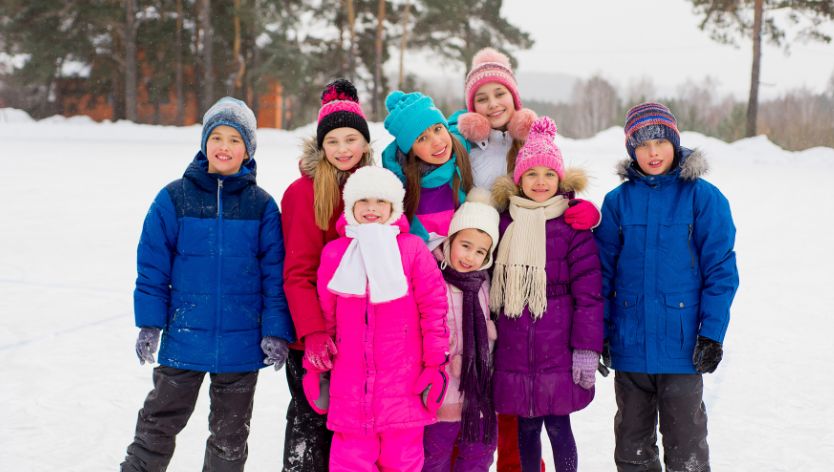 Children outdoors in the winter