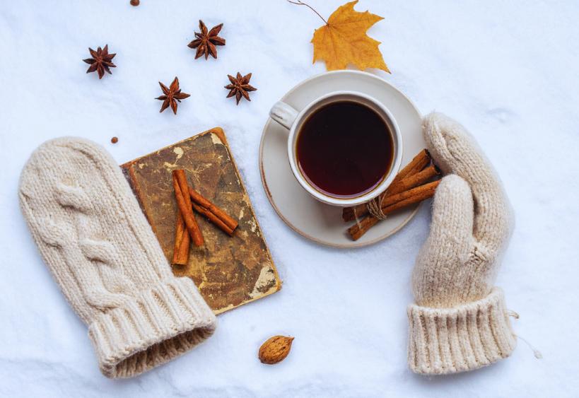 Cup of coffee in the snow