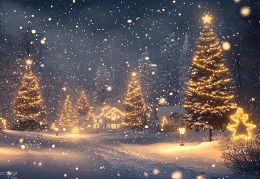 Wintery night with lights