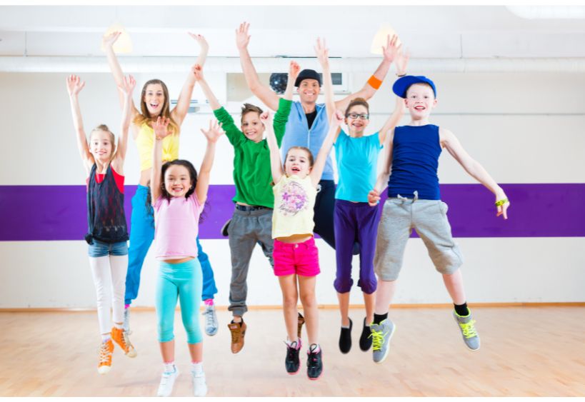 Group of children jumping
