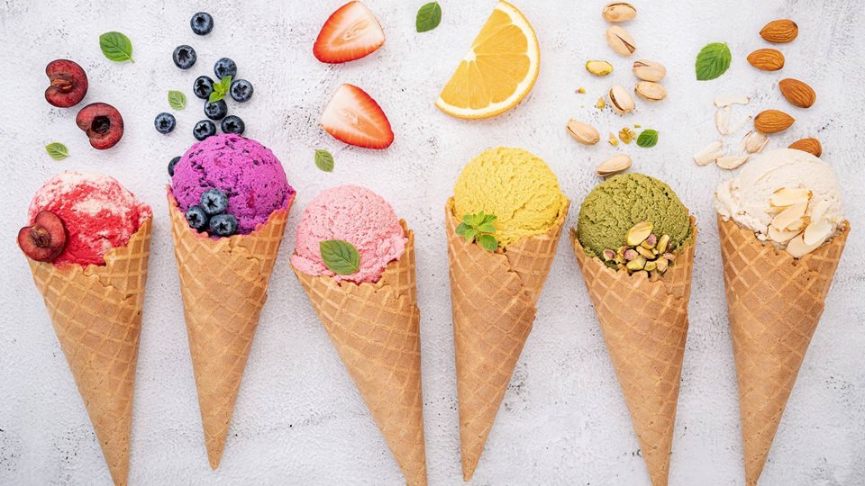 colourful cones of gelato
