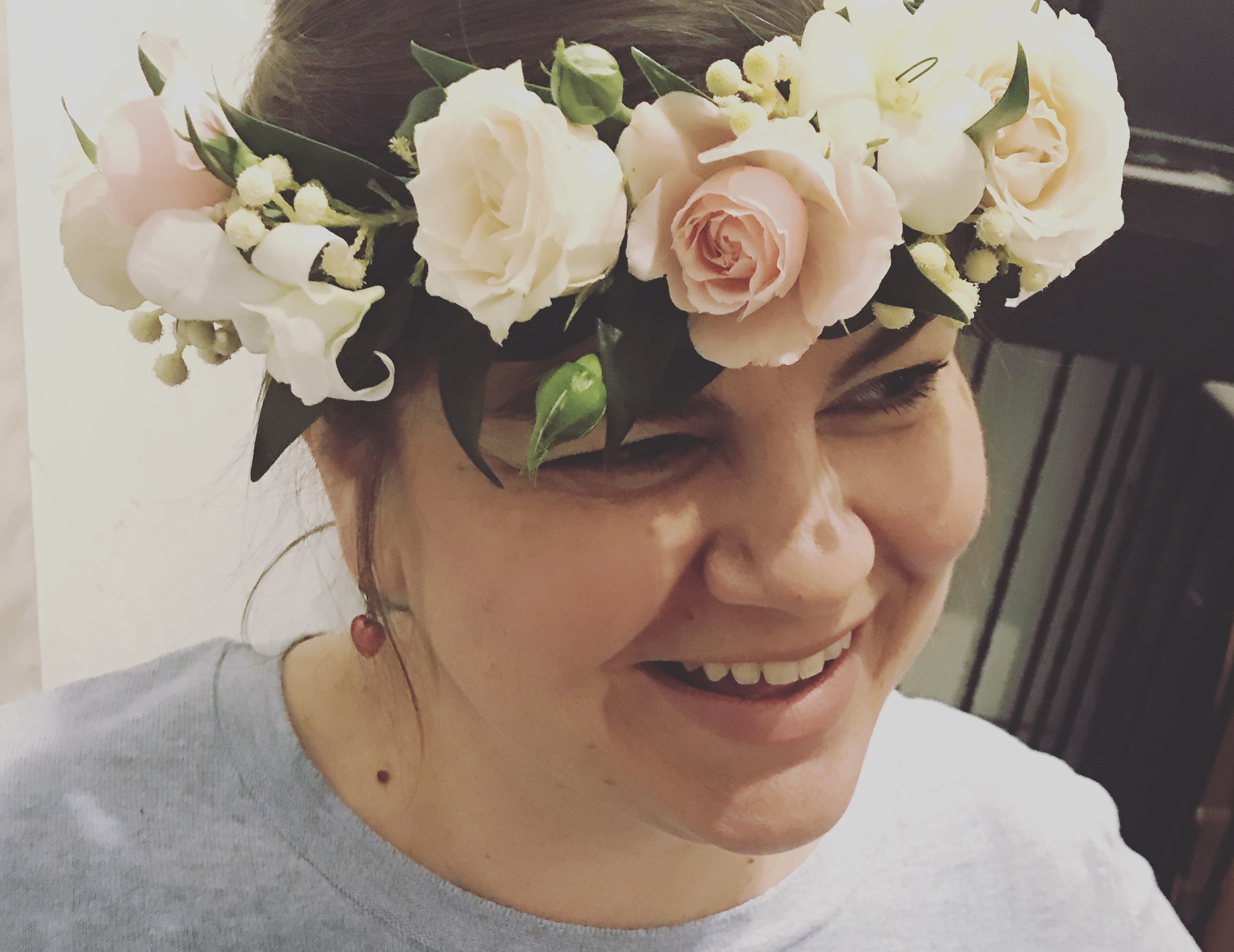 woman wearing a flower crown