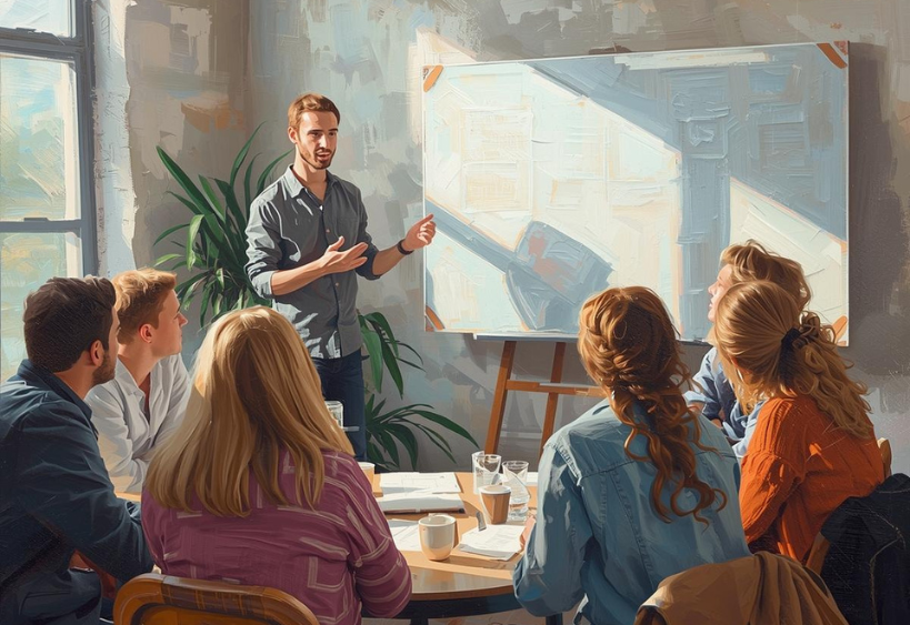 a group class with a social worker