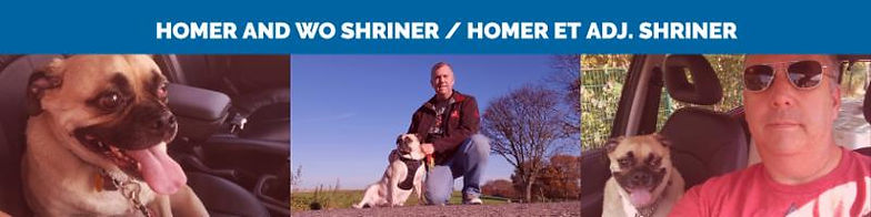 Text: Homer and WO Shriner with pictures showing dog and man