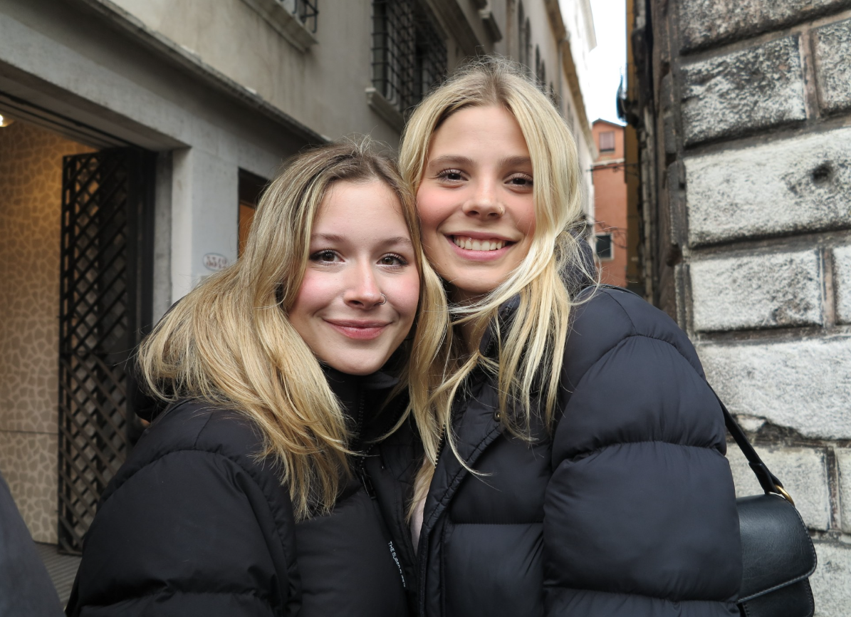 Two girls in a side hug