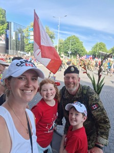 Kerry Dobbs with her family at the 4 Days Marches