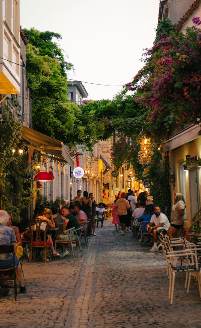 Charming Evening in a Mediterranean Street Cafe