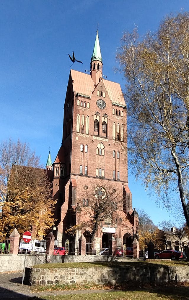 Gothic Brick Tower in Autumn Setting