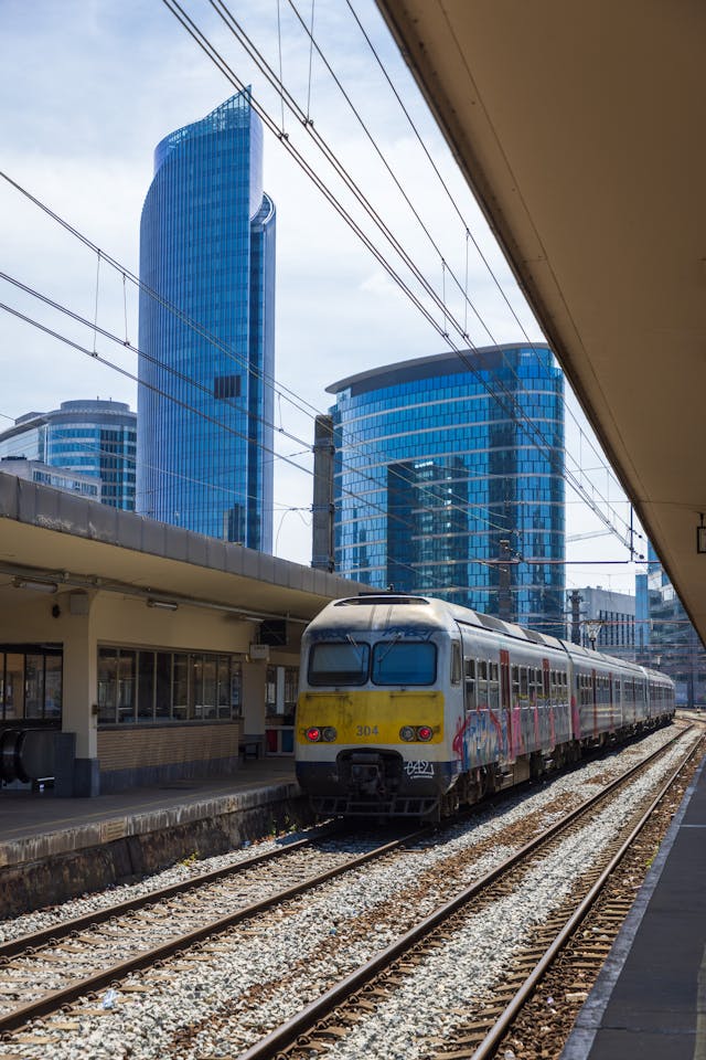 Modern Skyscrapers seen from the North Station in Brussels, Belgium