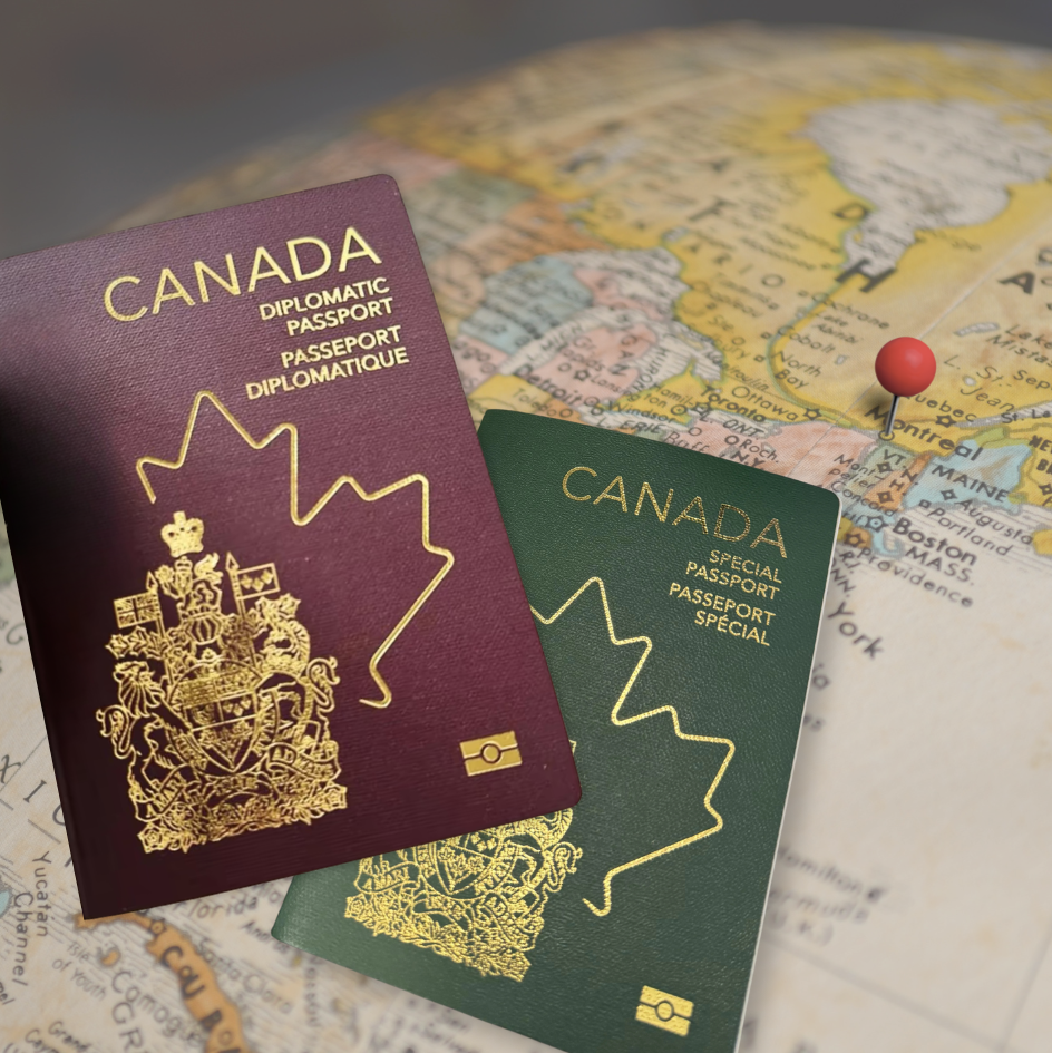 canadian passport covers, green and red