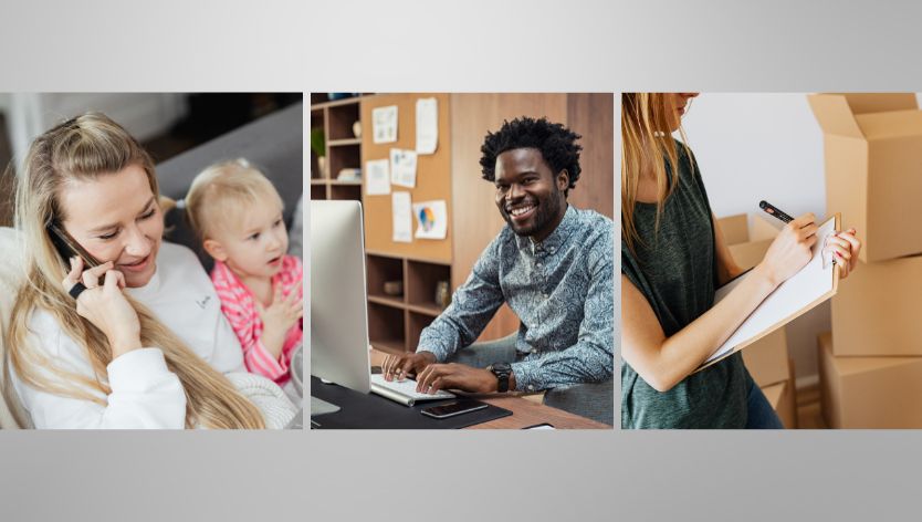 people on phone, computer and with checklist