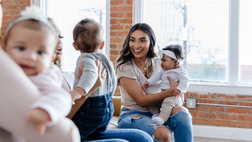 woman and babies group