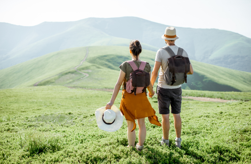 people walking in field