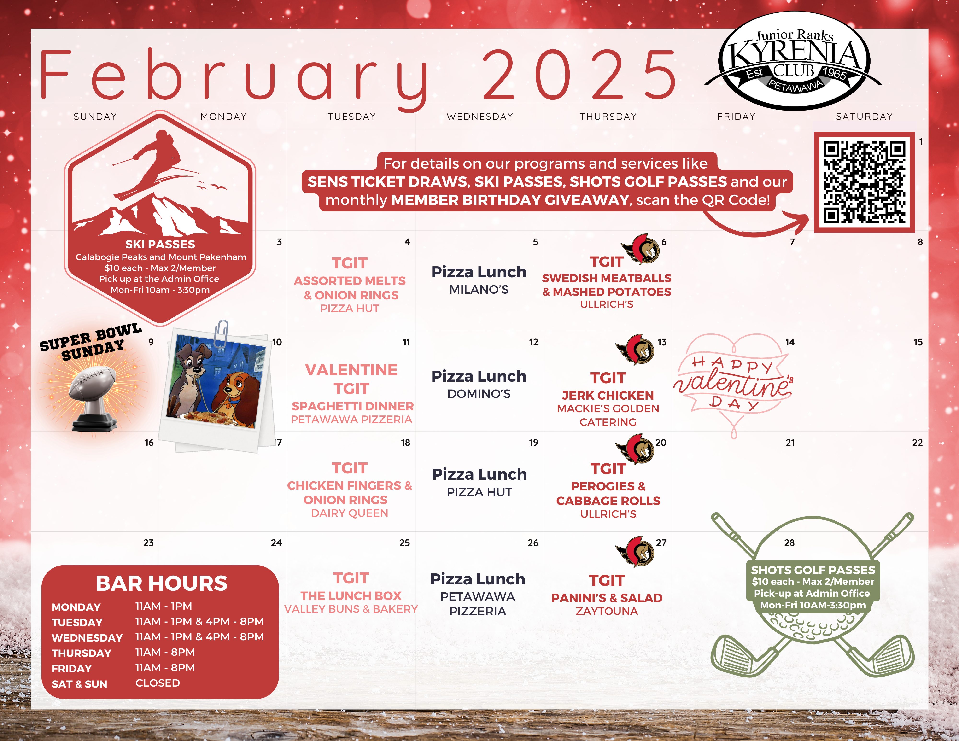 February Calendar of events