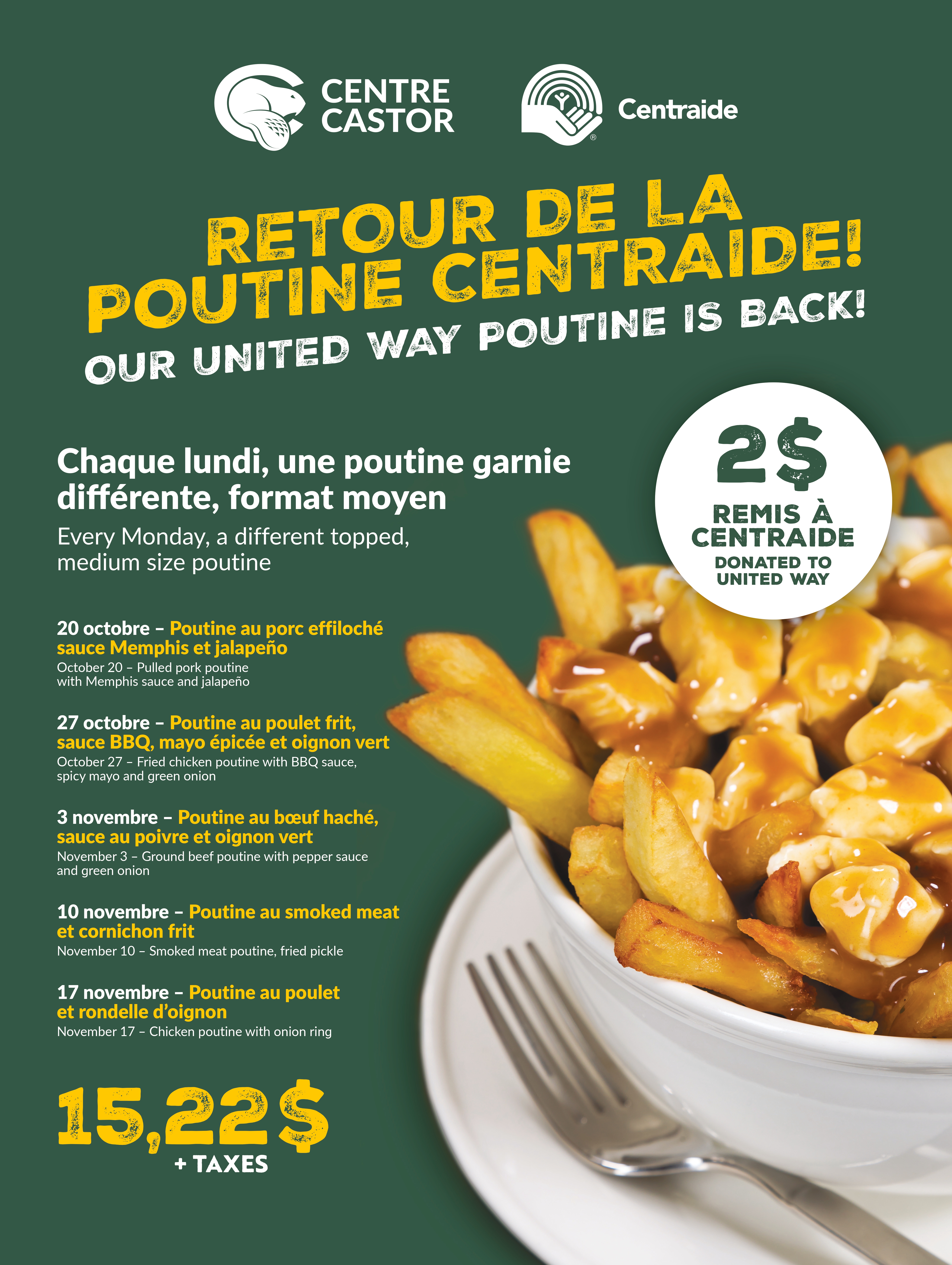 Poutine Centraide Centre Castor
