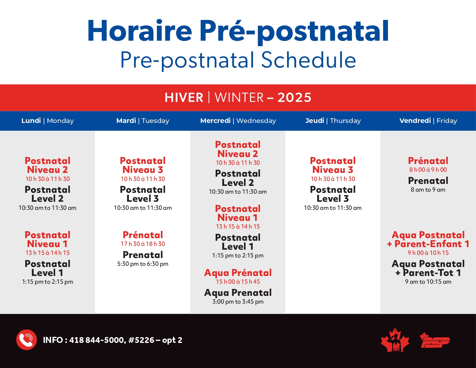 pre post natal classes valcartier