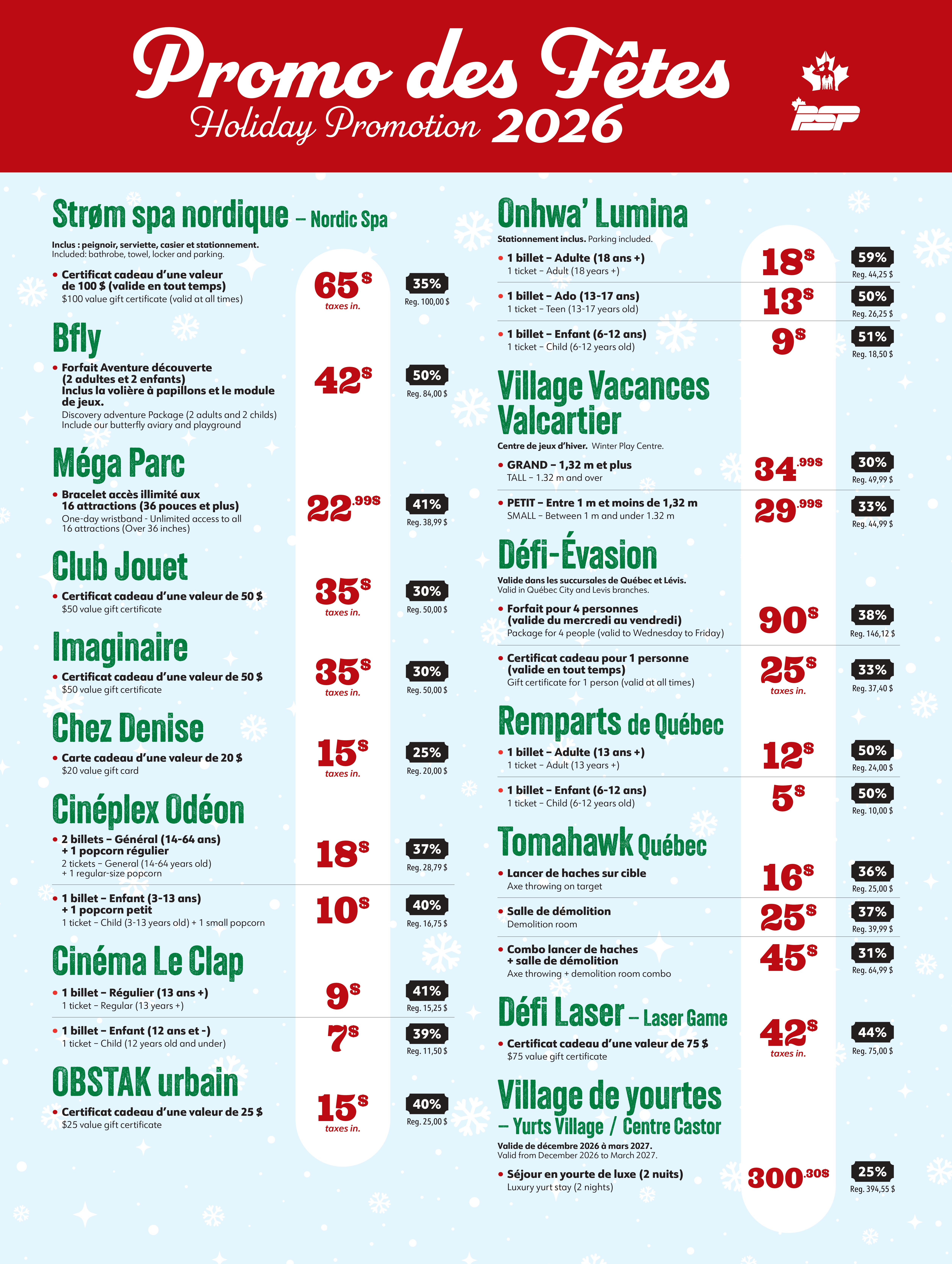 Holiday Promotion Valcartier