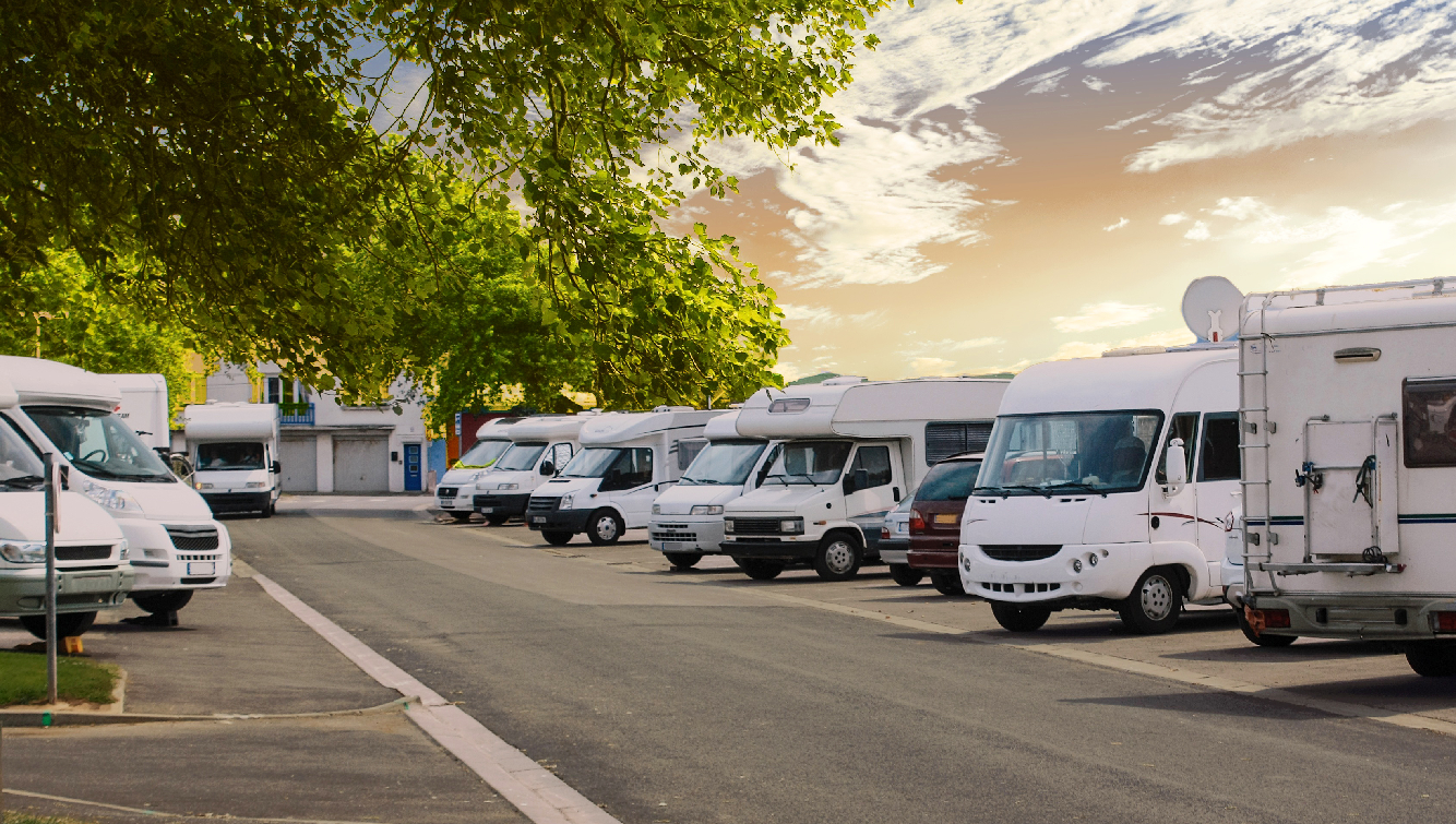 rvs in a parking lot