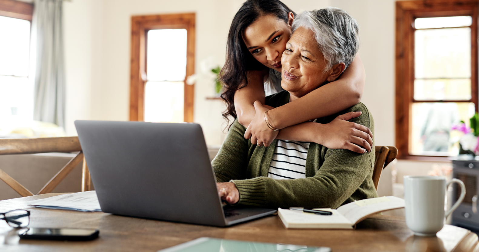 Daughter hugging her mother