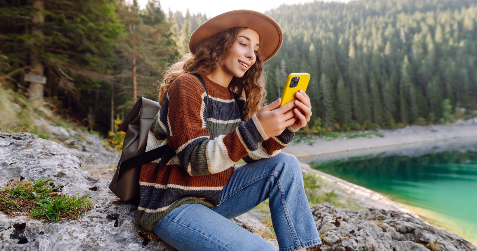 Woman looking at her phone