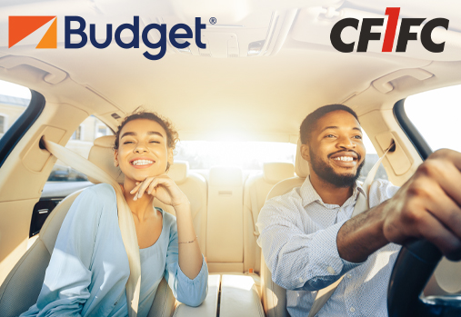 couple in car, Budget logo