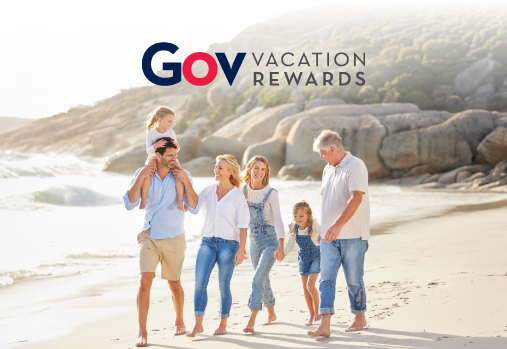 family on beach, GVR logo
