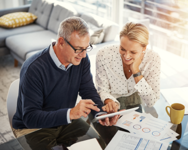 Couple looking at documents