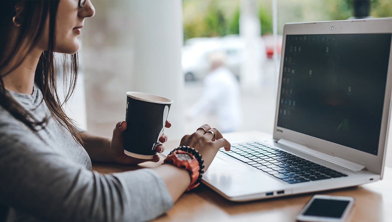 A woman working on her laptop