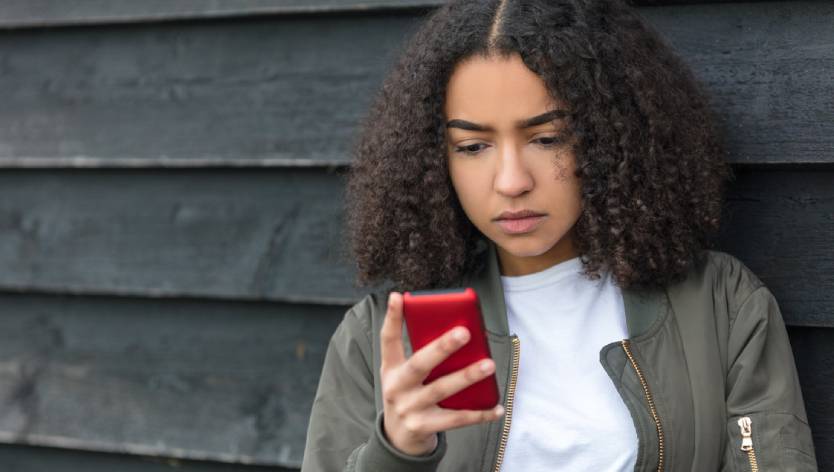 teen girl on phone