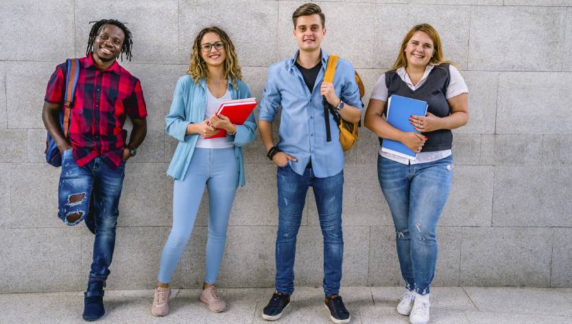 Group of happy college friends