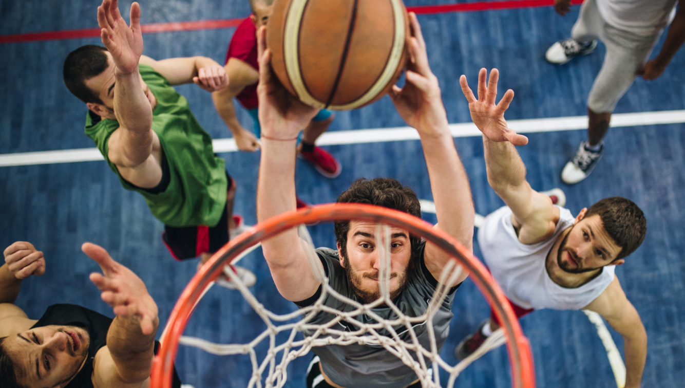 men playing basketball