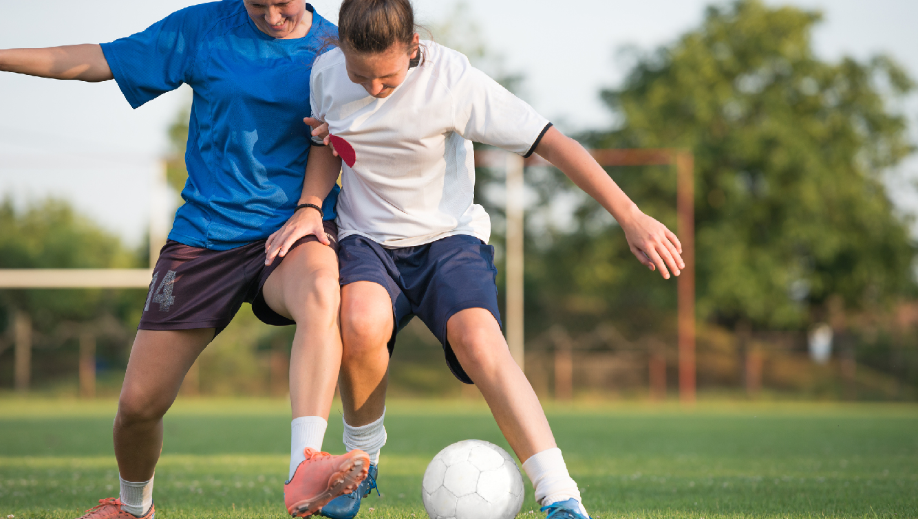 women playing soccer