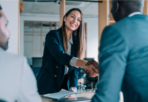 man and woman shaking hands