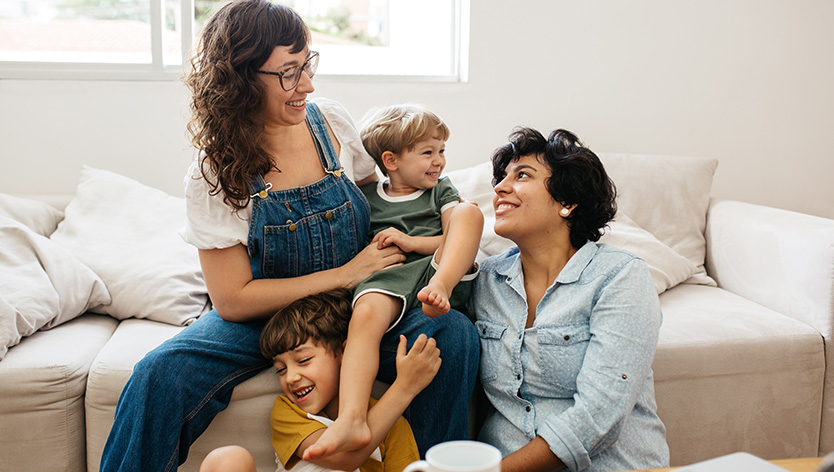 family together on couch