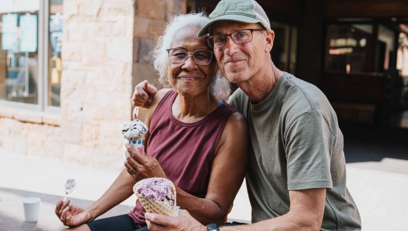 Man and woman eating Ice cream