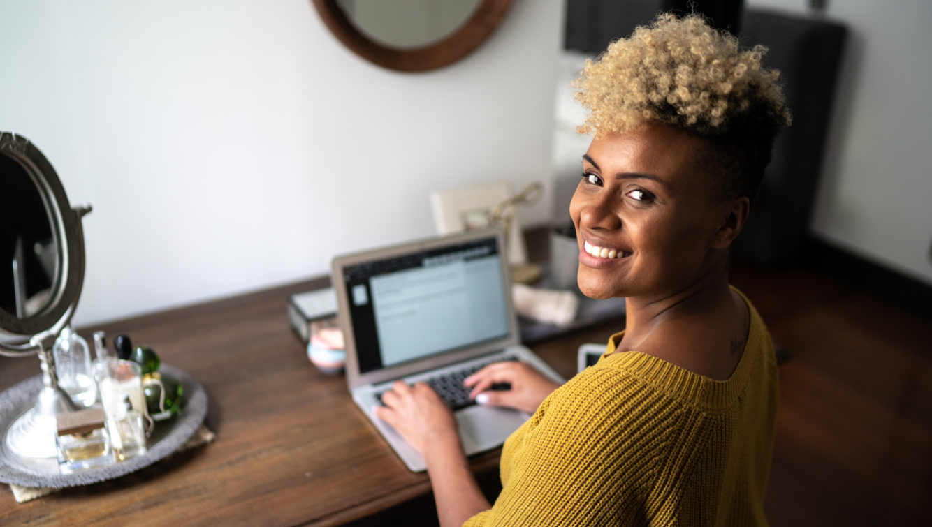 woman on a laptop