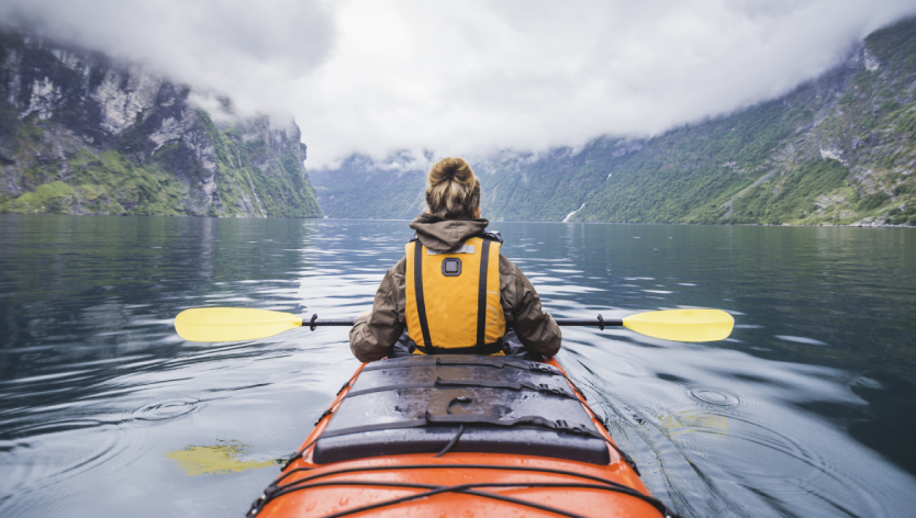 woman in kayak